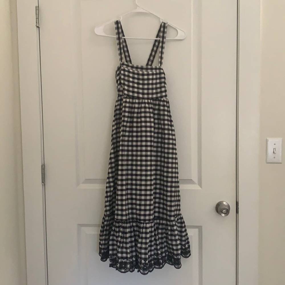 J.Crew cotton gingham dress black and white size 00